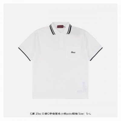 gucci 古驰 25Ss 口袋G字母签名小标polo短袖 面料采用 G原版定制全棉 胸前进口机签名版刺绣 签名字体绣花 贴口袋工艺 上身立挺 落肩Os宽大版型