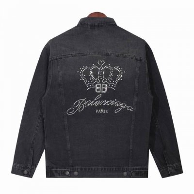 Blcg 24Ss Balenciaga巴黎世家皇冠烫钻牛仔夹克外套 工艺说明：100%纯棉斜纹丹宁材质，由意大利进口高密度器械制造。原胚底不含氨纶几乎无弹，传