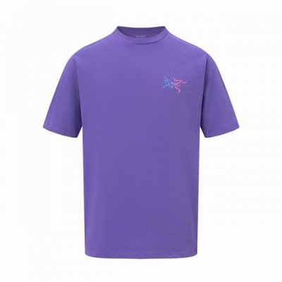 Ayc Teryx 始祖鸟] Fw短袖T恤 小鸟字母Logo渐变印花 高端32S双纱280克面料 重磅面料 定制拉架罗纹同缸同染 三标齐全 男女同款 颜色：黑色