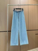 爆款现货 原单品质 Miu Mi* 25新款格纹拼接天丝牛仔裤 订制高品质面料质感超赞 多次洗水工艺 撞色尽显高级感 视觉盛宴 上身轻盈舒适 四季必入的百搭单品