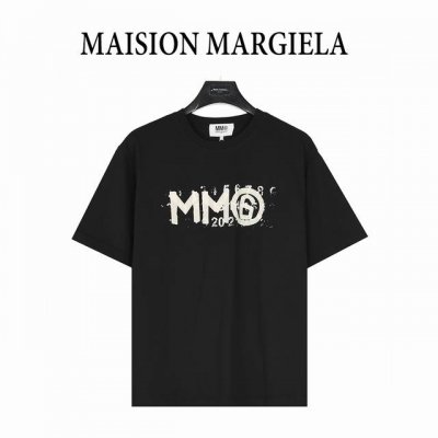 Maisonmargiela 马吉拉 Mm6胶带印花圆领短袖T恤 重磅精梳260G纯棉双纱面料 底部斑驳数字印花 后背四角圆圈6号胶带工艺 螺纹定织定染通肩拉条