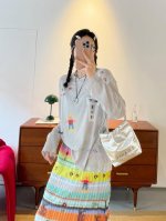 Short Sent*Nce 25Ss早春新款 像素风印花褶皱半裙丨独家高版出品 满满的慵懒感松紧腰设计 不仅方便了你的穿着还可以根据你的身材进行自由调整让你腰