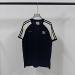 8629# Adidas 阿迪达斯 三叶草 25夏新款 绣花Logo前幅印花小标 针织拼接短袖T恤 强力推荐 店主自留款！大货大货出来啦！胸弟集美们给我冲它！
