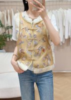 重工刺绣蝴蝶真丝欧根纱马甲 码数:S～Xl 两色蓝色～黄色