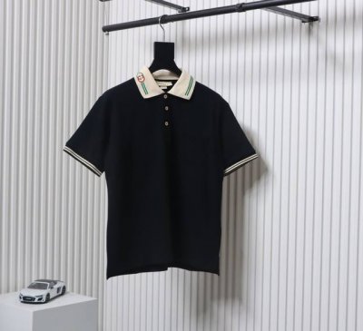 Gucci 古驰 经典领口双G刺绣polo短袖 原版国内柜台购入开发，定织领口+口横机螺纹，纱线定染7天，成品刺绣，极其考验横机密度，上身居显瘦，大身全棉230