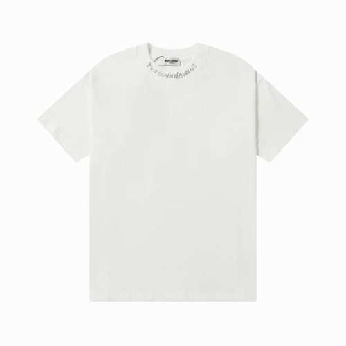 上新 款号:G927 Ysl 圣罗兰新款经典领口字母印Logo休闲圆领短袖T恤 小红书热门爆款｜明星网红同款穿搭 1面料采用26支270克纯棉双纱面料 柔软亲肤