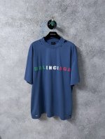 balenciag*巴黎Blcg 字母发泡印花磨破洗水短袖 采用发泡印花工艺磨破工艺洗水工艺纯棉柔软面料 对色定染面料 超精细平网工艺 潮流感十足 定染纯棉面料