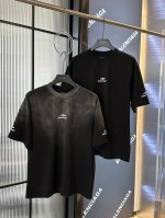 黑色P110 水洗P120（顶级版本 区别通货） 巴黎世家/ M小标Logo字母刺绣重工洗水做旧短袖T恤 （三标、面料对版 顶级版本 手工骨位磨破） 面料: 3