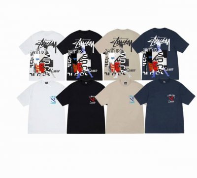 上新款号：S114 Stussy斯图西 Stussy X David Carson 联名款 背面印花图案徽标圆領套短袖 Ss24 常規T恤 男女同款 原版打造