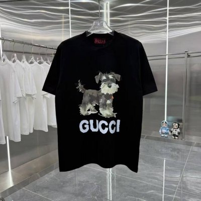 Gucci 2025春夏新款 260克短袖T恤 个性印花 男女同款宽松版 S M L Xl Xxl 五个码 黑色 酒红色 杏色