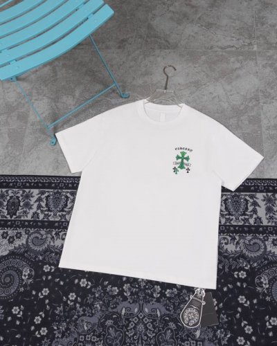 款D04 克罗心 高品质 Chrome Hearts 克罗心 2025春夏最新基础短袖T恤，彩色十字架印花潮流感十足定染纯棉面料320克，Os版型 颜色:黑 白
