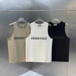 款号B20 6色齐发 fear Of God Fog Essential 复线经典胶印字母Logo情侣无袖短袖背心-原单版本 color 黑色 白色 抹茶绿 碳