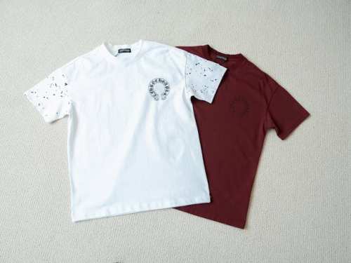顶级Tee 强势上新 Chrome Hearts S S25 波点马蹄印花圆领短袖T恤 货号：9928 颜色： 暗红色 白色 尺码： S M L Xl 尺寸推荐