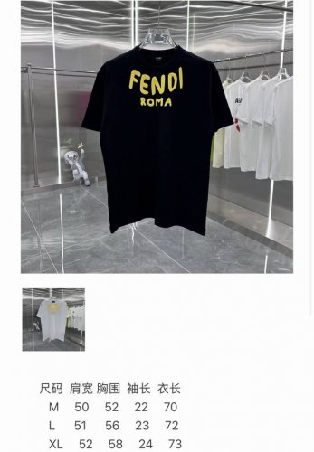 Fendi芬迪Logo立体领口植绒发泡印花圆领短袖 情侣同款 全套包装 三标齐全 区别市场通货 随意对比 纯棉280克高克重32支双纱 不起球 不褪色 舒适透气