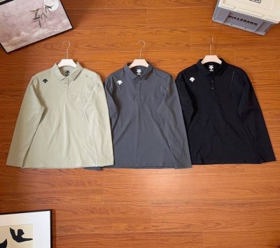 Descente 迪桑特专柜男士 休闲运动Polo长袖衫 百分百的聚酯纤维不失悬垂性和柔顺度！具有纯棉的细腻纹理，有腔调也很高级 精致四针六线缝合！大气有格调！