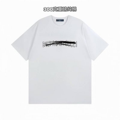 巴黎世家Balenciaga 联名古驰画个性字母印花短袖百搭T恤短袖情侣款 面料 重磅双纱300G纯棉新疆长绒棉越洗越有质感穿上去不松垮不起球不掉色 克重 绝对