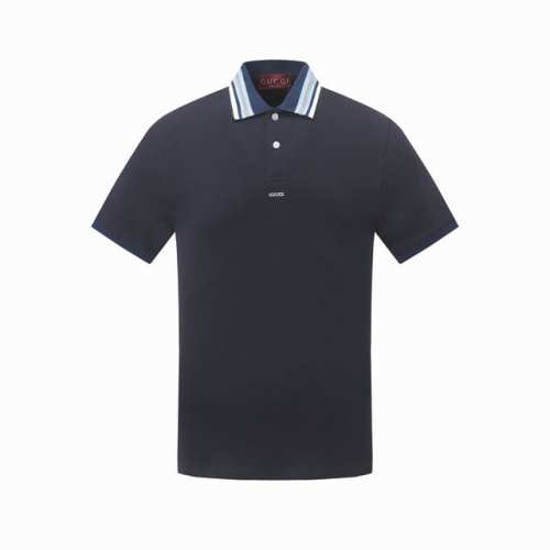 a005# 高品质 Gucci古驰新款胸口微标刺绣Logo短袖撞色领 螺纹polo 厚实饱满 激光Logo贝母扣十微标刺绣简单款不挑人男女同款 码数:S~Xxl