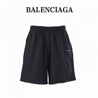 Balenciaga巴黎世家Blcg Back烫钻短裤 定制高密丝绒毛圈棉，采用高温气蹦机压烫，通过高温气体与布料接触，利用热能和压力对布料进行压烫处理，能够确