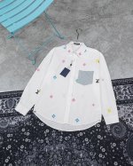 款M725 Lv衬衫 Louis Vuitton 路易威登口袋贴布老花刺绣白衬衫外套 货比三家 Lv 王炸Ins爆款 潮牌显瘦百搭男生女生外套衬衫 明星网红同款