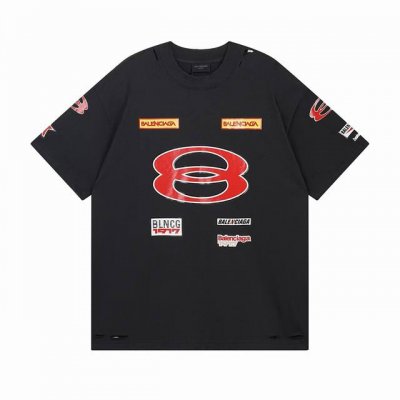 顶级版本 大货细节图 #巴黎25Ss双环王Sponsorlogos印花割破磨损做旧短袖# Balenci*Ga巴黎# 面料采用260G巴黎专用双纱*高克重1比1