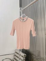 实拍图 最新Va 25New 领口镶钻短袖针织衫 颜色：粉 黑 尺码：Sml P400
