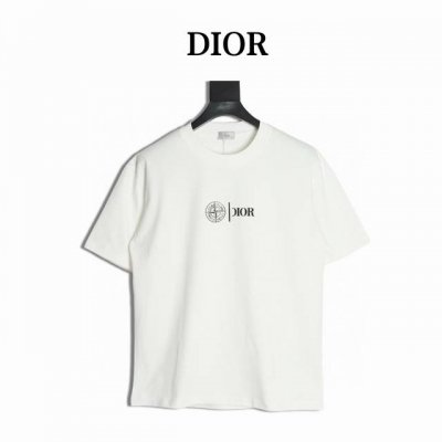 dior X Stone Island 25Ss 迪奥石头岛短袖T恤 面料采用定制240G 26支特滑双股精棉平纹高密无尘全棉布料 前幅高密度加厚 走线平整 代