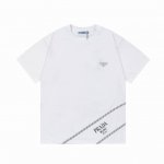 prada 普拉达 2025新款 梭织拼接 定制三角字母Logo 男女同款 短袖T 定制320克100％双纱纯棉面料 定染32支双股螺纹 领标吊牌主唛三标齐全