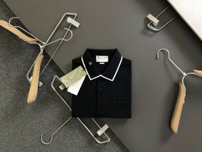 Gucc*合身版型M-Xxxl 24Ss最新黑白撞色字母刺绣百搭polo短袖 最顶级的品质专柜原单短袖 顶级制作工艺进口面料 专柜品质印花设计 采用进口高端订制