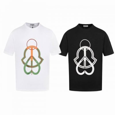 上新款号 M1087 2025早春Moncler 蒙口 官网同款印花图案 双纱纯棉短袖 - 260G双纱纯棉顶级面料 手感柔软 百分百纯棉独家出货 定染硫化黑无