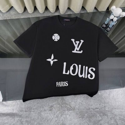 Louis Vuitton 路易威登Lv 25Ss新款经典老花字母Logo涂鸦短袖T恤 -面料采用320G 100%纯棉双纱面料 同缸定染特种加粗32支双股1X