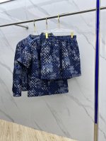 p530 两件套Louis Vuitton·路易威登 2025春夏新品男装丛林迷彩马赛克牛仔短袖衬衫+短裤套装（一套不可拆卖），进口Yb面料，质感挺阔，手感顺滑