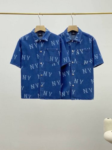 mlb 男女情侣休闲外套大Logo牛仔短袖衬衫24春季新款 明星同款，超人气爆品轻薄舒适不厚重版型超正，设计独特风格尽显，真的谁穿谁好看 颜色： 靛蓝色 尺码：