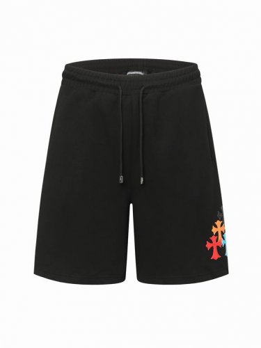 chrome Hearts*克罗心刺绣彩色皮标短裤 手摇贴定制皮标梵文刺绣 口袋拉链设计 松紧腰 抽绳裤腰设计 上身舒适 定制面料 宽松版型 颜色 黑色 码数