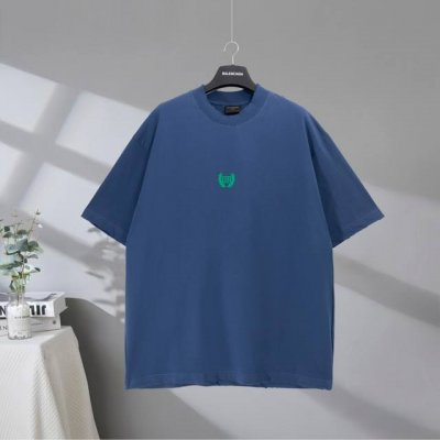 b160# 市场顶级品质 Balenciaga 巴黎世家2025Ss 麦穗Logo字母刺绣磨破做旧短袖T恤 Logo采用进口田岛刺绣工艺 市场顶级的质量 官网品