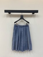 Miumi*25春夏新款复古蓝牛仔压褶长半身裙 复古洗水工艺绝绝子可甜可盐气质减龄少女风百搭不挑人做工品质看细节 Sml 短裙Aa 半身裙Aa