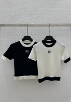 P250Lo家 早春新款 圆领拼色刺绣针织短袖 颜色：白色 黑色 尺码：36.38.40