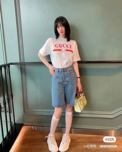 Gucci 2025Ss春夏季新款双G字母Logo拼色刺绣 短袖T恤男女同款 32支双27克高品质 全精梳棉，工艺：绣花 极具立体感，触感肌理效果，Oversi