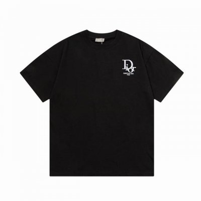 隔天到 Dior迪奥 Cd字母刺绣 提花 Logo标识精致升级 原版面料 官方同款 短袖T恤 定制 同缸染面料 手感非常舒服 春夏最新版本 颜色: 黑色 尺码：