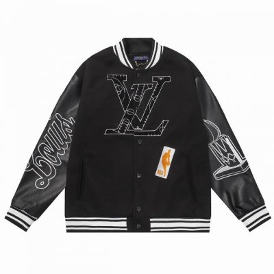 款号B10 Lv X Nba 联名毛巾绣棒球服700G尼料加荔枝纹牛皮 M L Xl Xxl 黑