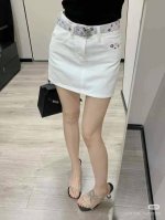驴家Lv 季新品刺绣字母工艺洗水牛仔半裙配腰带 S-Xl