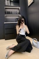 半裙 prad* 牛仔棉布半裙少女穿搭 复古学院风H版型后开叉设计 配送定制三角标金属扣腰带 甜酷风时髦衣橱必备气质单品 卡其色 黑色 码数 Sml