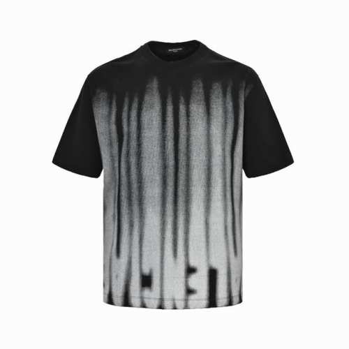 balenciga 巴黎世家 24Ss 水墨流苏印花短袖 标准的康丽直喷数码技术和数码渐变印花技术，纯棉柔软面料，对色定染面料，超精细平网印花工艺，潮流感十足，