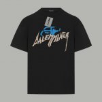 Balenciaga巴黎世家 官网同款 破损Logo撞色字母 印花双纱纯棉短袖 - 280G双纱纯棉顶级面料 手感柔软 百分百纯棉独家出货 定染硫化黑无尘处理面