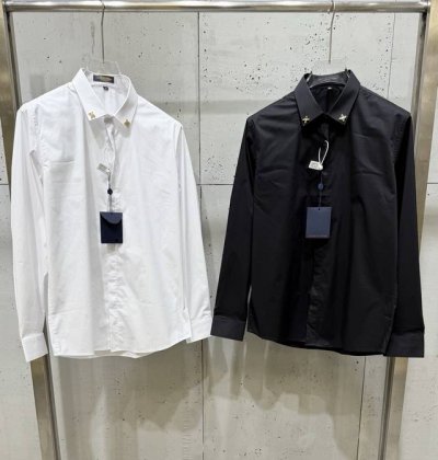 LV驴牌 25春夏新款秋冬款 定制老花金属衣领拼接 高品质长袖衬衫 码数：M-3Xl