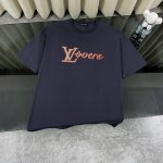 Louis Vuitton 路易威登Lv 25Ss钉珠工艺手工珠刺绣字母圆领短袖T恤 -面料采用320G 100%纯棉双纱面料 同缸定染特种加粗32支双股1X1