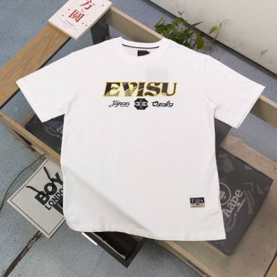 款号：Ws2488 高版本 2025新款Evisu福神大字母家花图案Logo印花休闲情侣圆领短袖T恤，经典永远不会过时、人手必备款，250G双纱纯棉不起球不起毛