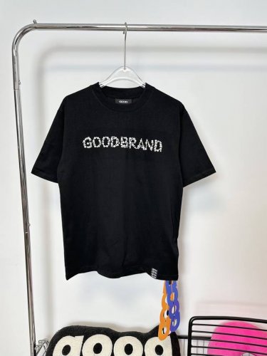 款号：Hmy120# Goodbrand 字母珠片标语珍珠亮片短袖T恤 正儿八经280克纯棉双砂面料 所有面料均已提前做过缩水 品质第一 所见即所得 不会洗一次