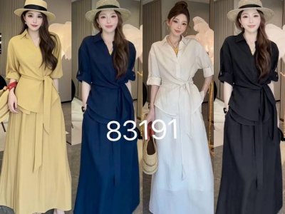 新款套装 蚕丝斜面料 M L Xl 黑色 米白色 黄色 藏青色
