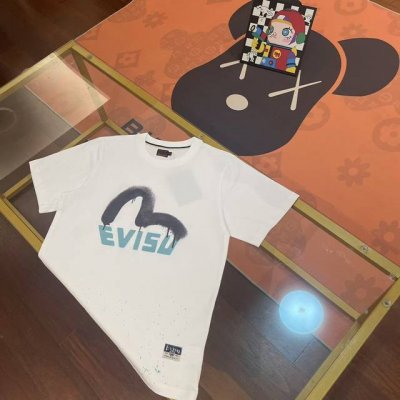 Evisu福神2025新款男士字母泼墨海鸥短袖 颜色 白 尺码：S-Xxl S码 肩宽44 胸围96 衣长68 适合身材100-120斤 M码 肩宽46 胸围1
