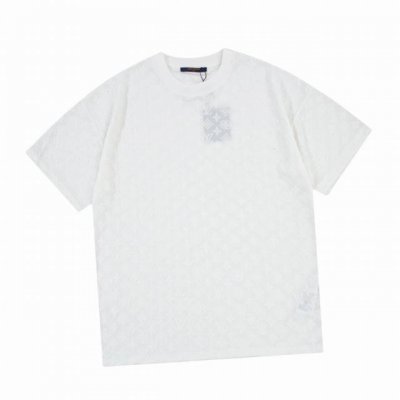 路易威登 Louis Vuitton 夏季新款 植绒提花毛巾绣圆领短袖T恤，定制面料采用威化布织法 提花针织工艺，版型紧致立体上身舒适透气，凹凸有型的立体感 男